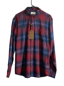 NWT Weatherproof Vintage Large Men's Shirt  Red Luxe Flannel Button Down - Picture 1 of 7