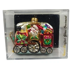 Adorno de tren navideño vintage de vidrio soplado a mano con Santa - Imagen 1 de 7