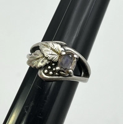 WHEELER & Co BLACK HILLS AMATISTA Plata de Ley Sólida 925 Talla 4 ANILLO Hojas Foto 1 de 4