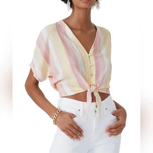 Blusa Top RAILS Thea Sunrise Rayas Lazo Delantero Boho Verano L Grande - Imagen 1 de 7
