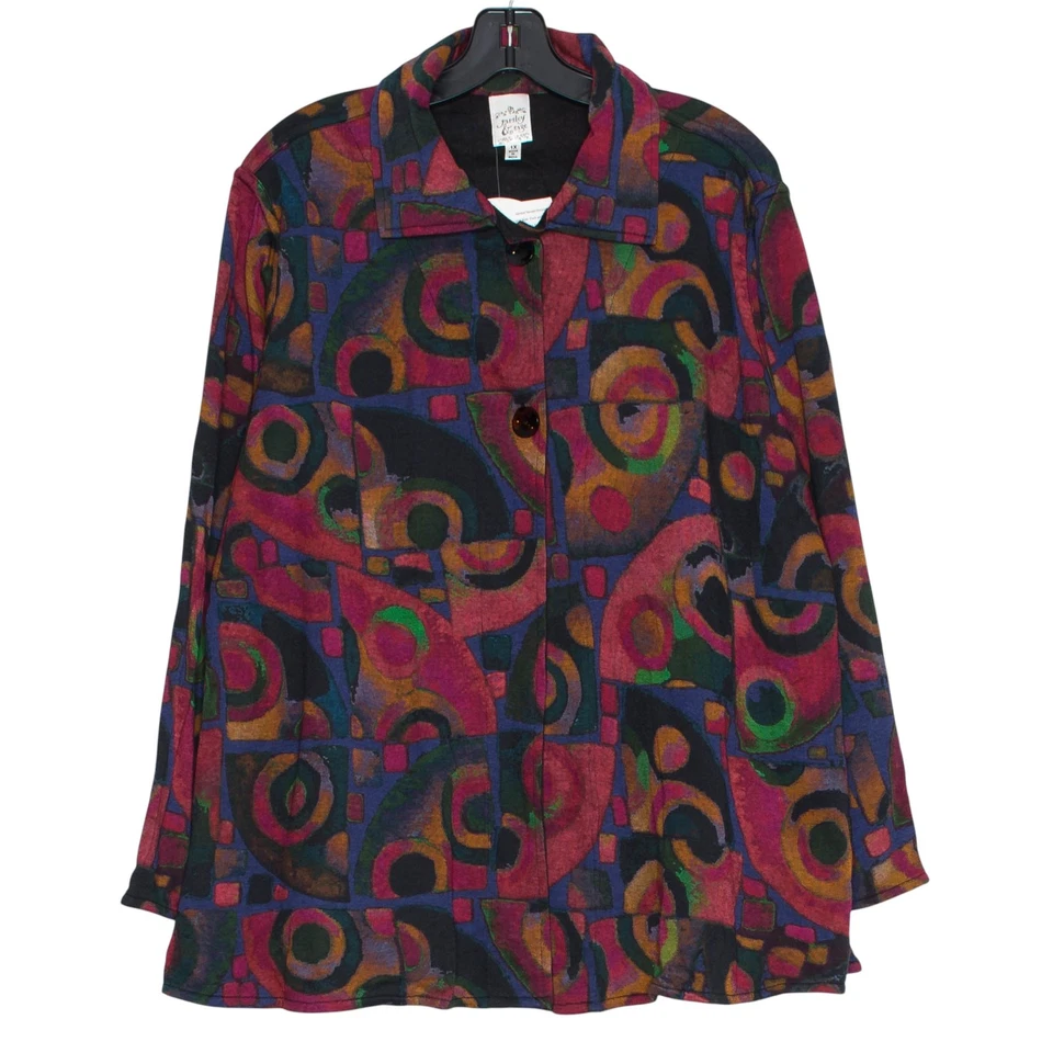 NUEVO CON ETIQUETAS Chaqueta de Perejil y Salvia Reversible Boho Abstracta Colorida Retro Funky Artística 1X Foto 1 de 4