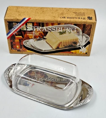 WMF Strassburg Butterdose, Cromargan18/10 mit Acrylhaube – OVP Vintage selten. - Bild 1 von 4