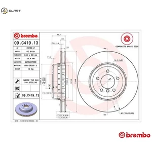2x BRAKE DISC 09.C419.13 FOR BMW 5/E61/E60 M57D30 N53B30A N52B30B/A/BF 3.0L 6cyl - Picture 1 of 10