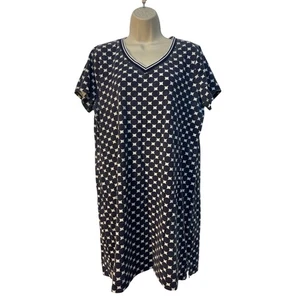 Tommy Hilfiger Kleid dunkelblau-weiß Kurzarm V-Ausschnitt knielang Gr. XL - Bild 1 von 9
