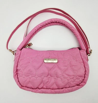 New Jessica Simpson Pink Quilted Heart Purse, Bag, Double Handles, Gold Zipper - Image 1 of 4