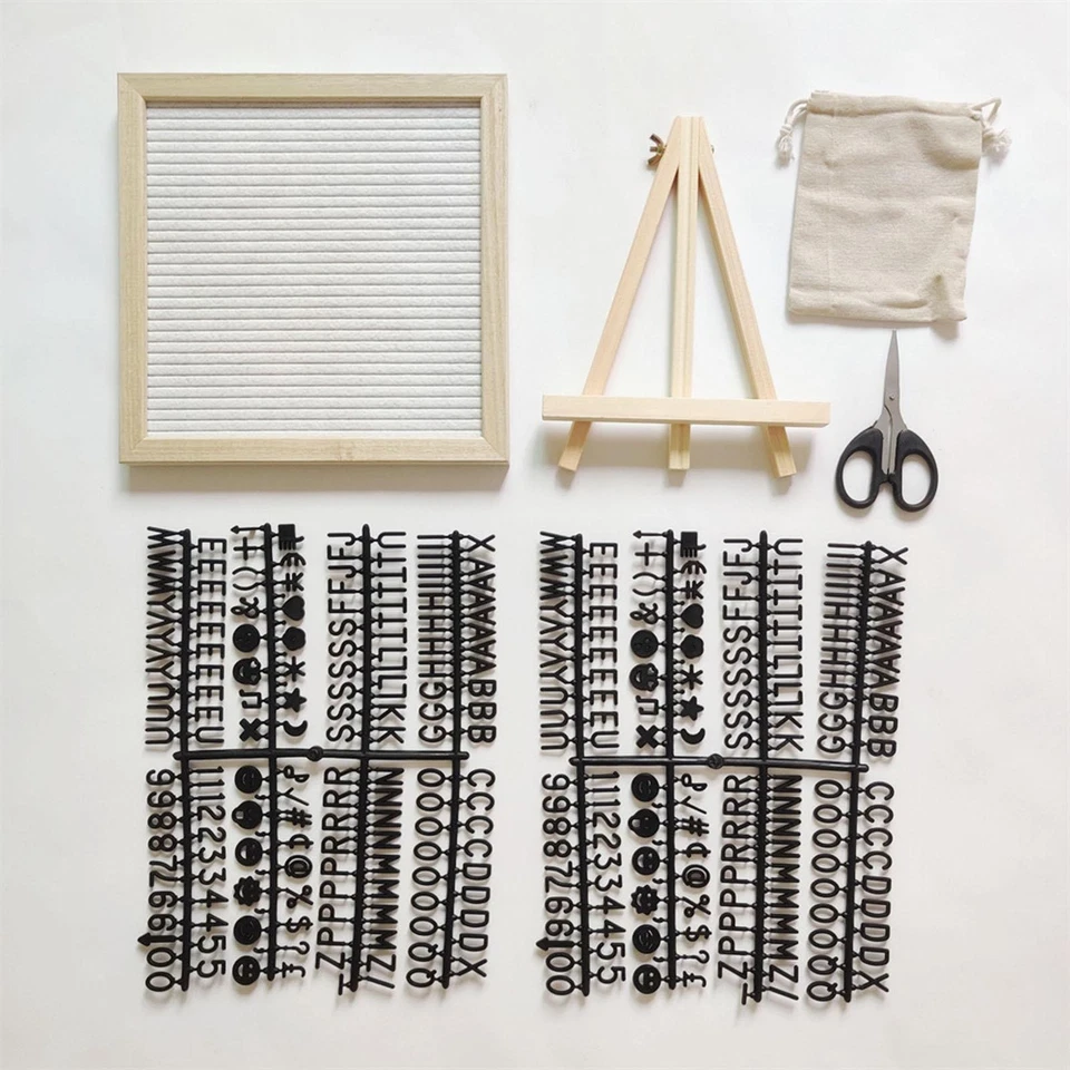 Felt Letter Board Desk Ornament Decorative Wood Frame Bulletin Board with Stand - Image 1 of 1