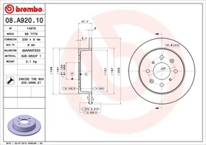 BREMBO 08.A920.10 Brake Disc for ,ACURA,HONDA - Bild 1 von 3