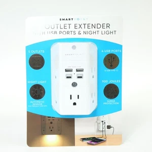 Smartpoint 5-Outlet Power hub with USB Ports and Automatic Night Light - Picture 1 of 3