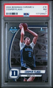 2024 Bowman Chrome University Cooper Flagg #16 1st Bowman PSA 7 Mavericks - Picture 1 of 2