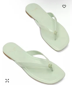 Kate Spade Flower Flip Flop Sandals Pistachio Ice Patent Leather Women Sz 9.5 - Picture 1 of 7