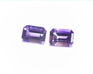 Amethyst Faceted Genuine Gemstone Emerald Cut Matched Pair 1.81 CT GSG,305 - Picture 1 of 8