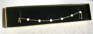 Bracciale Oro Giallo 14K Sei Perle Filo Catena 7" pollici 2 grammi Designer GS - Foto 1 di 17
