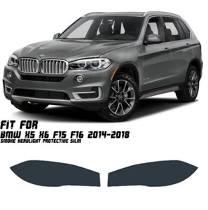LH+RH Smoke TPU Scheinwerfer Schutz Vorgeschnitten Folie Aufkleber Cover für BMW X5 X6 - Bild 1 von 10