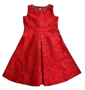 Rare Editions Big Girls Red Rhinestones Holiday Ruffle Trim Dress Size 16 NWT - Picture 1 of 12