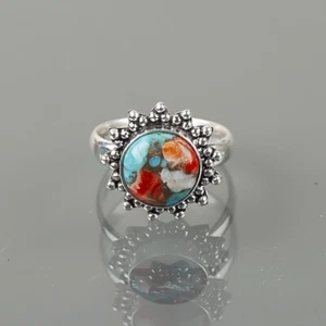 Anello a fascia misura argento 925 ostrica spinosa rame turchese - Foto 1 di 7