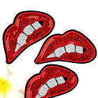 Lèvres à paillettes rouges Iron-On Applique 4 1/4 x 2 1/4 pouce prix pour 1 patch
