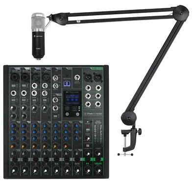 Mackie ProFX10GO 10-Channel Battery Analog Mixer w/FX/USB/Bluetooth+Mic+Boom Arm - Image 1 of 4