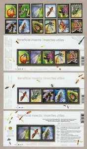 INSECTS COLLECTION of 12 stamps + 3 SS = Bee, Butterfly, Beetle Canada 2007-2014 - Picture 1 of 3