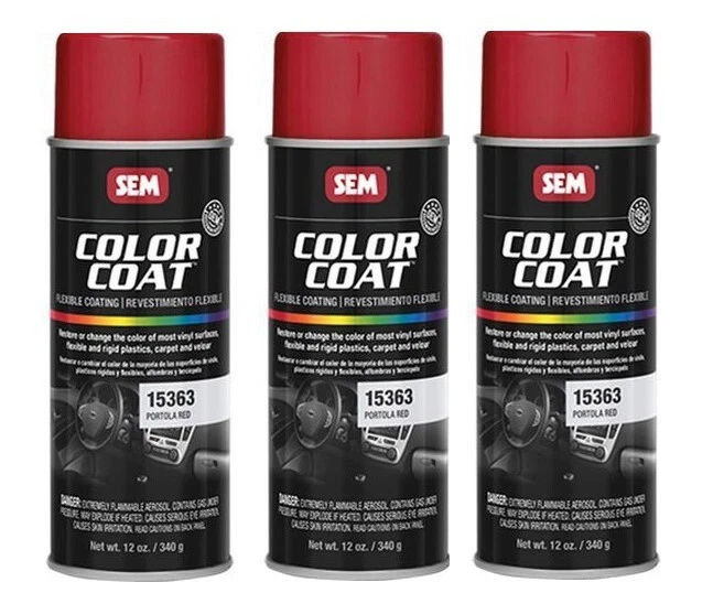 Lata de aerosol de pintura en aerosol roja Sem 15363 Color Coat Portola 12 oz. (3 latas) Foto 1 de 1