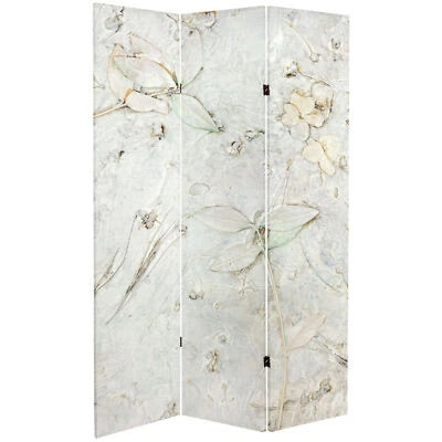6 ft. Tall Double Sided Ivory Flowers Canvas Room Divider - Image 1 of 2