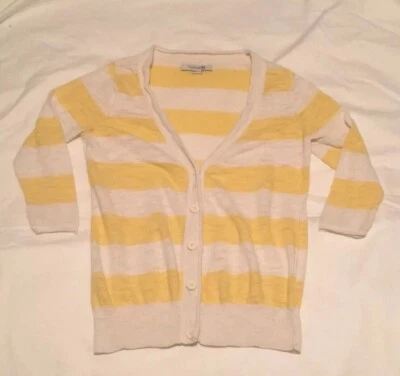 Cárdigan mediano amarillo blanco a rayas Forever 21 Foto 1 de 4
