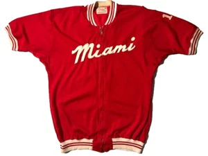 Vintage 1950s SPANJIAN Pasedena MIAMI Basketball Zip Rayon Jersey Jacket sz 46 - Picture 1 of 16