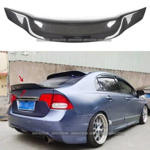 Se adapta a Honda Civic 2006-11 sedán de 4 puertas fibra de carbono real alerón labial trasero - Imagen 1 de 16