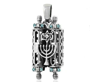 Torah Sefer Bible necklace made of silver 925 handmade inlaid - opens up - Picture 1 of 2