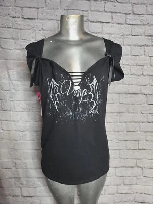 Regata Demi Loon Laser Preta Vamp Bat Tamanho 2X Plus - Imagem 1 de 4