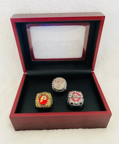 Philadelphia Phillies Championship 3 Ring Set W Box, 1980, 2008, 2009 🇺🇸 SHIP Cover
