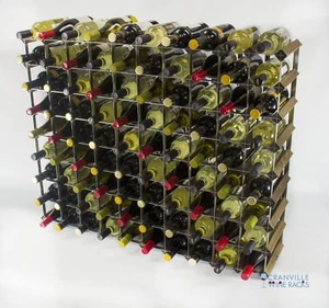 Cranville Estante de Vino Almacenamiento 90 Botellas Mancha de Nogal Madera y Metal Montado - Imagen 1 de 5