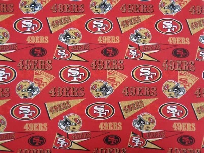 FABRIC TRADITIONS SAN FRANCISCO 49ERS NFL 44" WIDE 100% COTTON 1 YARD PIECE BRAND NEW DESIGN