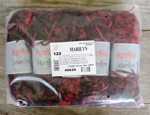 5 Katia Marilyn Acrylic Blend Ribbon Yarn Color 122 Red and Black - Picture 1 of 6