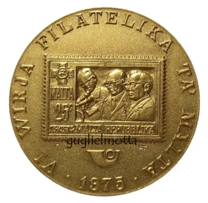 MALTA PHILATELIC EXHIBITION 1975 MEDAGLIA JOHNSON - Picture 1 of 3