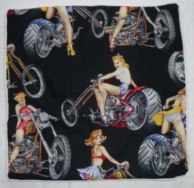 Women On Motorbikes Design, Handmade Cushion Cover, Zip Closure, 18" x 18" - Image 1 of 2