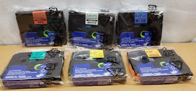 Cinta de etiquetas compatible negra sobre color 6 piezas para Brother TZe-B31-731 12 mm 0,47 pulgadas Foto 1 de 4