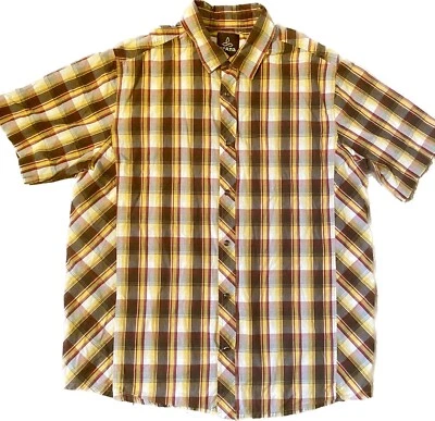 Prana Mens Short Sleeve Dress Shirt Pearl Buttons Plaid Button Down Size M E - Image 1 of 4