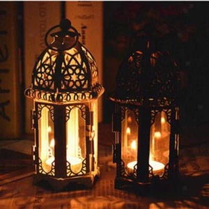 Moroccan Tealight Candle Holder Wrought Iron Home Wedding Lantern Decor - Picture 1 of 14