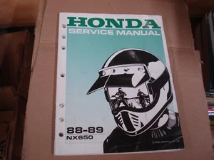 1988 1989 HONDA NX650 MOTORCYCLE SHOP MANUAL SERVICE REPAIR BOOK NX 650 - Foto 1 di 2