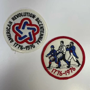Lot of 2 Vintage 1976 American Revolution Bicentennial 3" Patches 1776 Minutemen - Picture 1 of 5