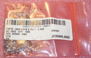 Menge (1000) 2,67K Ohm 1/8W 0,1% 0805 SMD DÜNNSCHICHTWIDERSTÄNDE TNPW0805-2,67K-0,1% - Bild 1 von 1