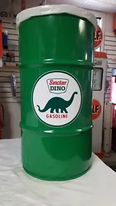 BOTE DE BASURA DE ACERO DE 16 GALONES SINCLAIR DINO 40S 50S 60 DE COLECCIÓN ESTILO GASOLINERA - Imagen 1 de 8