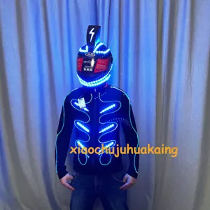LED Colors Light Robot Suit Rechargeable Mask Helmet Clothing Dance Party Props - Picture 1 of 6