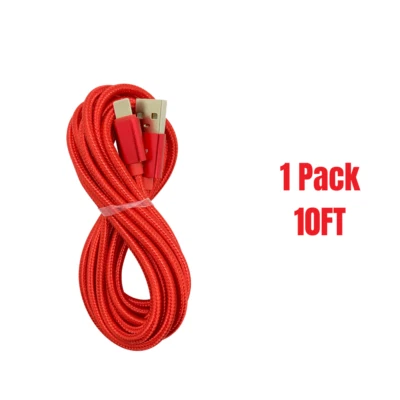 10Ft USB Charging Cable Heavy Duty Data Cord Fast Charger For iPhone 14 12 11 XR - Image 1 of 4