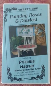 PRISCILLA HAUSER ROSE DAISY ACRYLIC PAINT VIDEO VHS PLAID FOLK DECO ART DAS19 - Picture 1 of 9