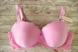 Victorias Secret 38DDD *DREAM ENGELS* HELL GEFÜTTERTER GLATTER HALB-BRA lila Chiffon - Bild 1 von 5