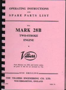 Libro manual de piezas de funcionamiento de motor estacionario Villiers 'MARK 28 B' - Imagen 1 de 1