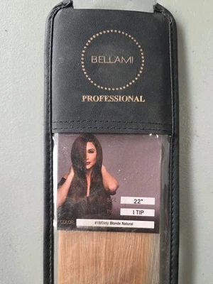  BELLAMI Profesional CABELLO HUMANO REMY #18 Rubio Sucio Natural 22" I TIP  Foto 1 de 4
