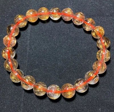 Pulsera de cuentas de cristal de cuarzo rojo natural de 9 mm B1797 Foto 1 de 4