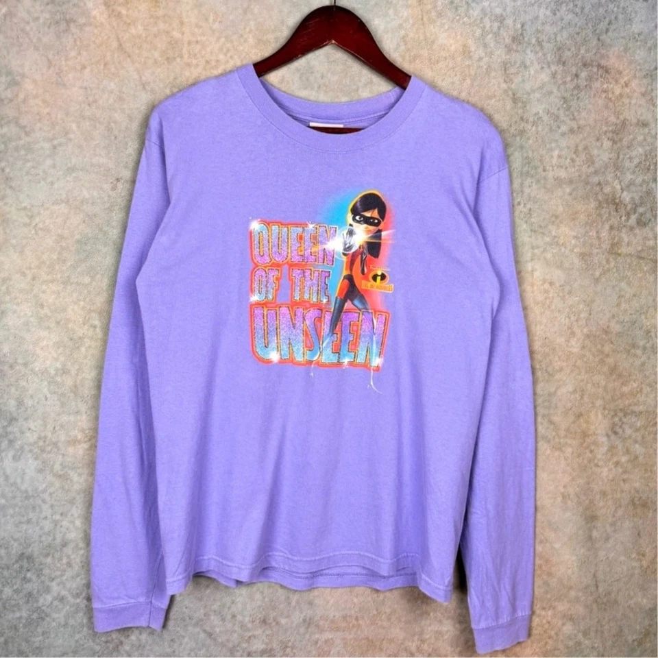 Camisa De Colección Y2K Disney Los Increíbles Pixar Manga Larga Juvenil L Púrpura Violeta  Foto 1 de 4